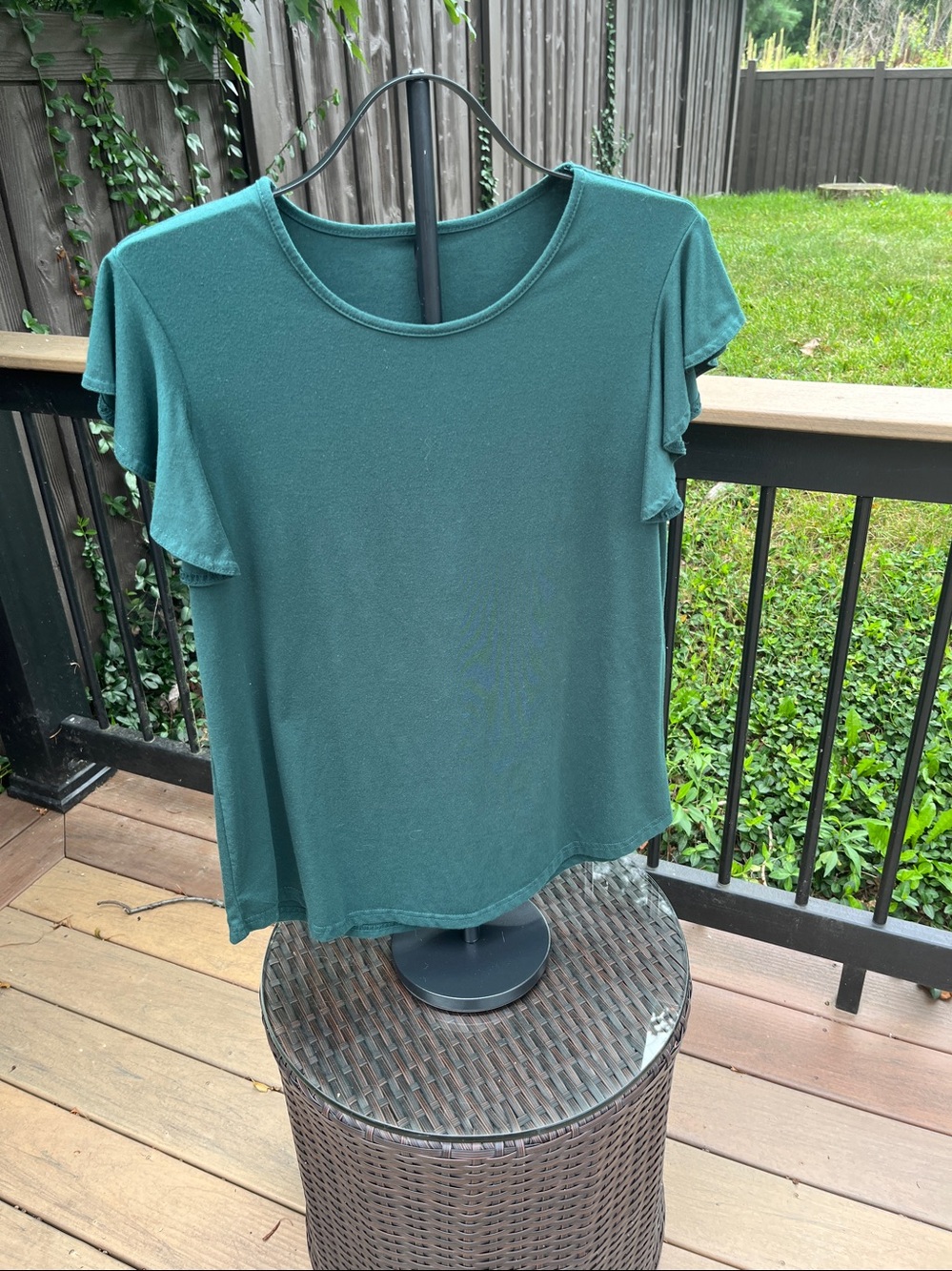 U: Modern tee - forest green flutter cap sleeve relaxed fit- soft flowy